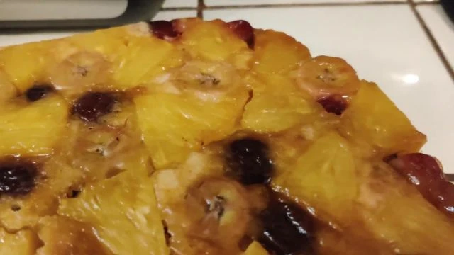 June 2021 Home Made Upside Down Pineapple Cherry Cake